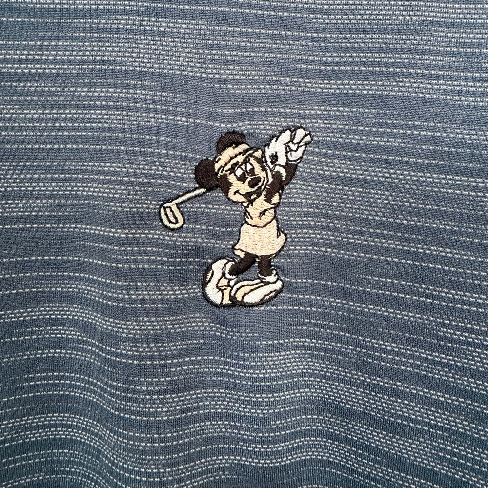 Adidas XL Disney Minnie Mouse Heather Blue Space Dye Golf Short Sleeve Polo - Picture 3 of 7